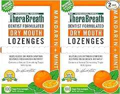 TheraBreath Dry Mouth Lozenges with Zinc 100 Lozenges Mandarin Mint 100 Count Pack of 2