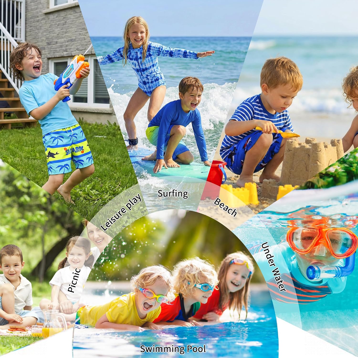 GENTABY 2 Pack Boys Swim Trunks Toddler Boys Swimming Shorts Quick Dry with Mesh Liner Beach Board Shorts 3-14 Years