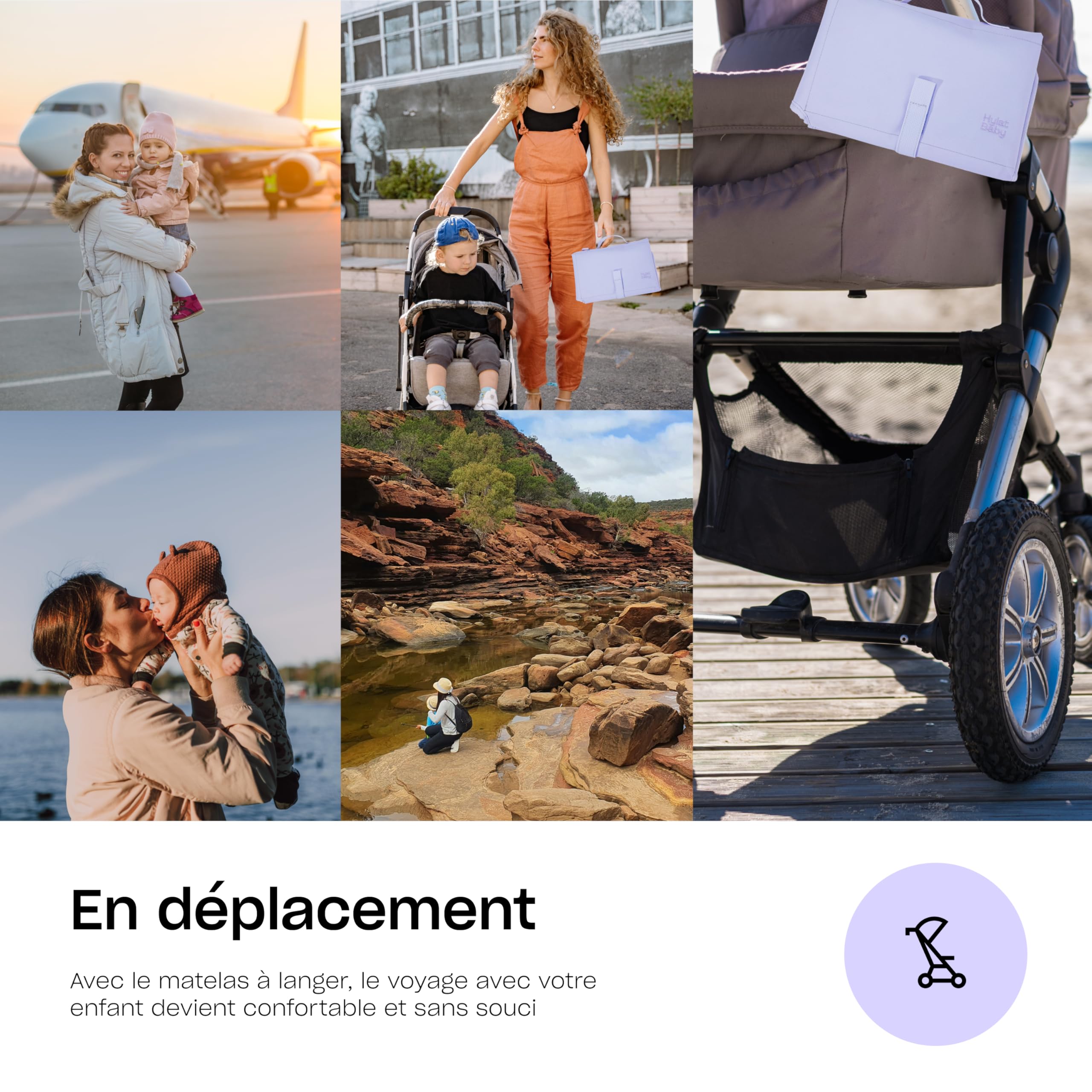 Matelas à Langer Bébé Hylat Baby - Léger et Compact, Imperméable en PEVA - Réducteur Toilette Enfant - Sac à Langer avec Fermetures Velcro Sécurisées et Poignées de Transport Pratiques