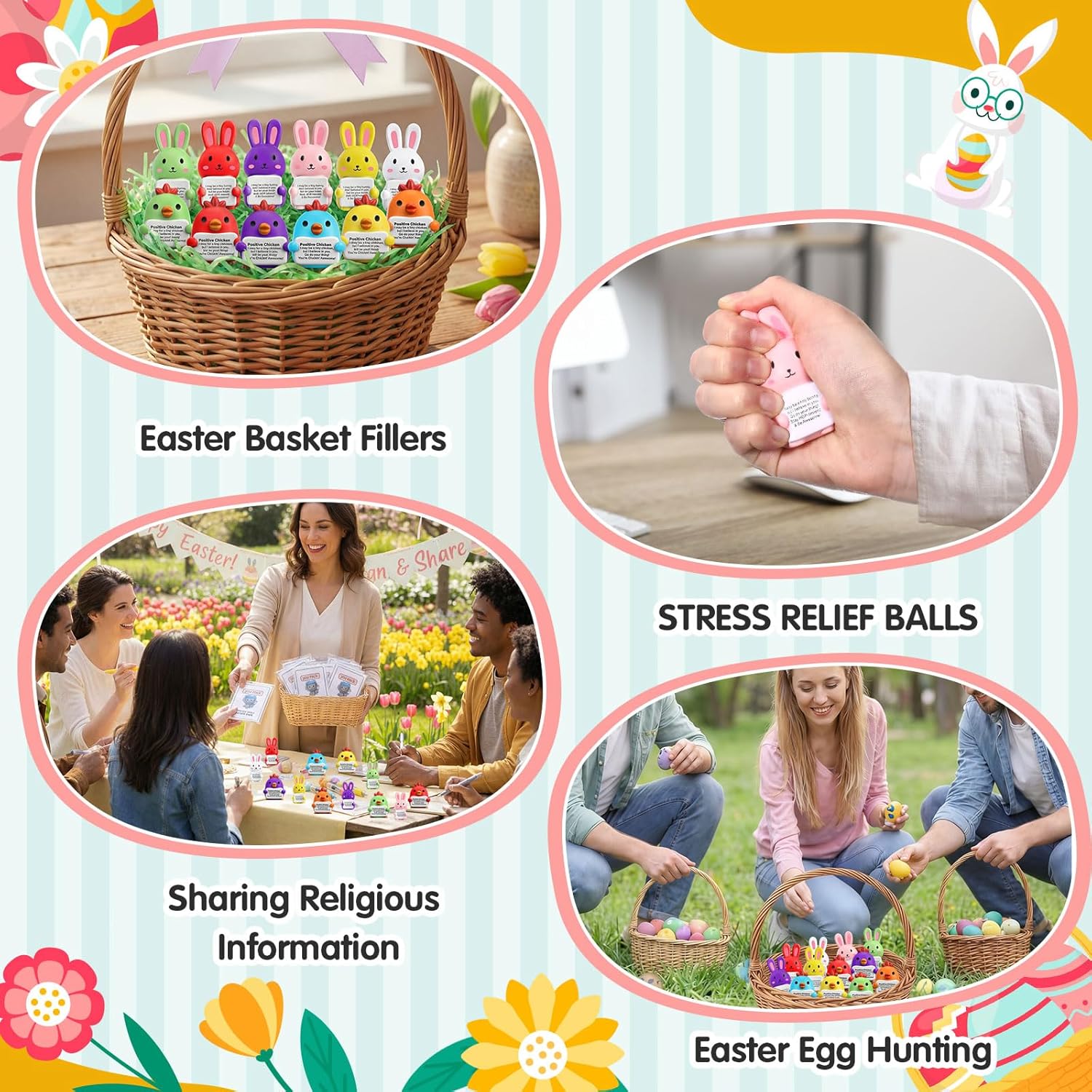 24 Pack Animal Stress Balls for Coworkers Adults – Mini Foam Squeeze Fidget Toys for Anxiety & Stress Relief, Cute Motivational Animal Desk Gifts, Office Bulk Party Favors
