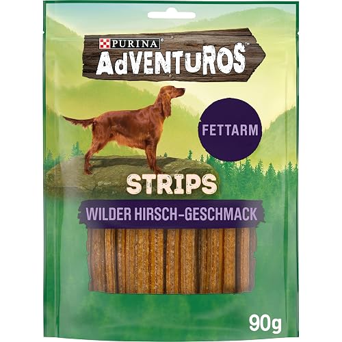 Purina Adventuros Strips - Bandas con Sabor a Ciervo, 90 g