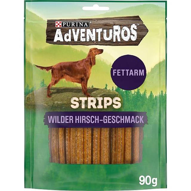 Purina Adventuros Strips - Bandas con Sabor a Ciervo, 90 g