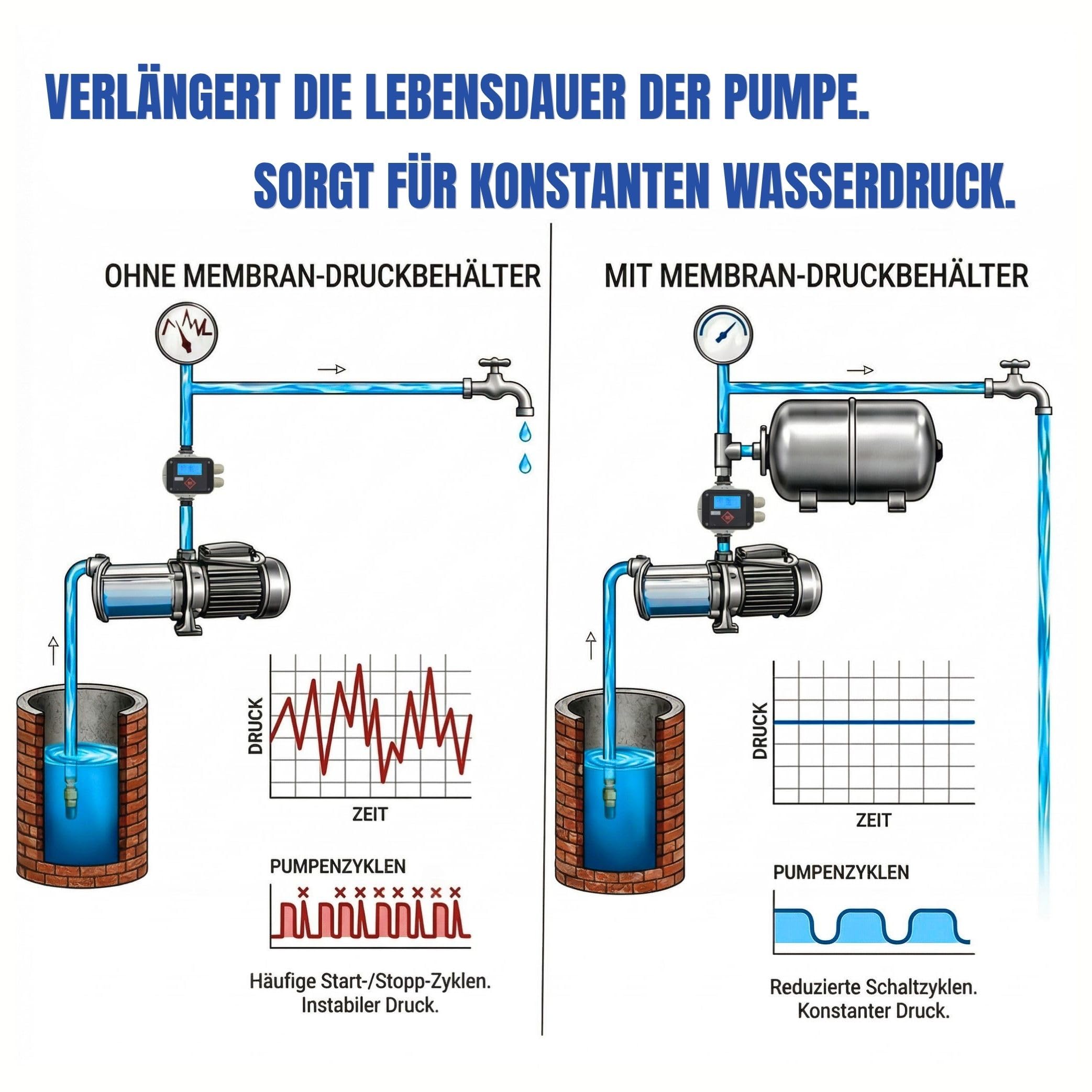 100 L Membrankessel vertikal, Stahltank, Druckkessel max.10 Bar Ausdehungsgefäß