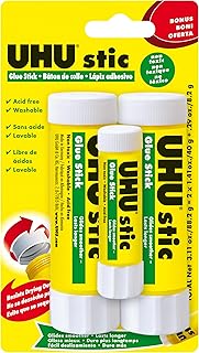 UHU Stic, Glue Stick Solvent Free, Washable, Screw on Cap, for School, Crafts, Scrapbooking 2 x 40g + Bonus