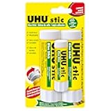 UHU Stic, Glue Stick Solvent Free, Washable, Screw on Cap, for School, Crafts, Scrapbooking 2 x 40g + Bonus