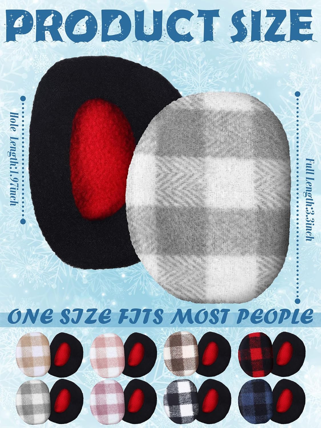 Geyoga 8 Pairs Bandless Earmuffs Ear Covers for Women Fleece Thick Winter Ear Warmer for Cold Weather Outdoors Activities