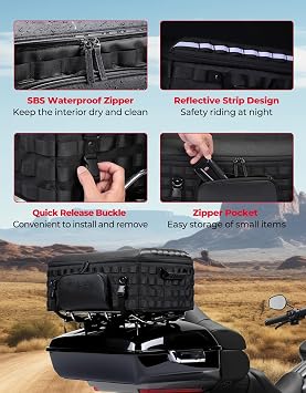 KEMIMOTO Universal ATV Motorcycle Cooler Bag 53L Luggage Rack Cargo Bag | Large Capacity Camping Travel Luggage Bag Compatible with Sportsman 570 / XP 1000 Touring Road King Street Road Glide Trike