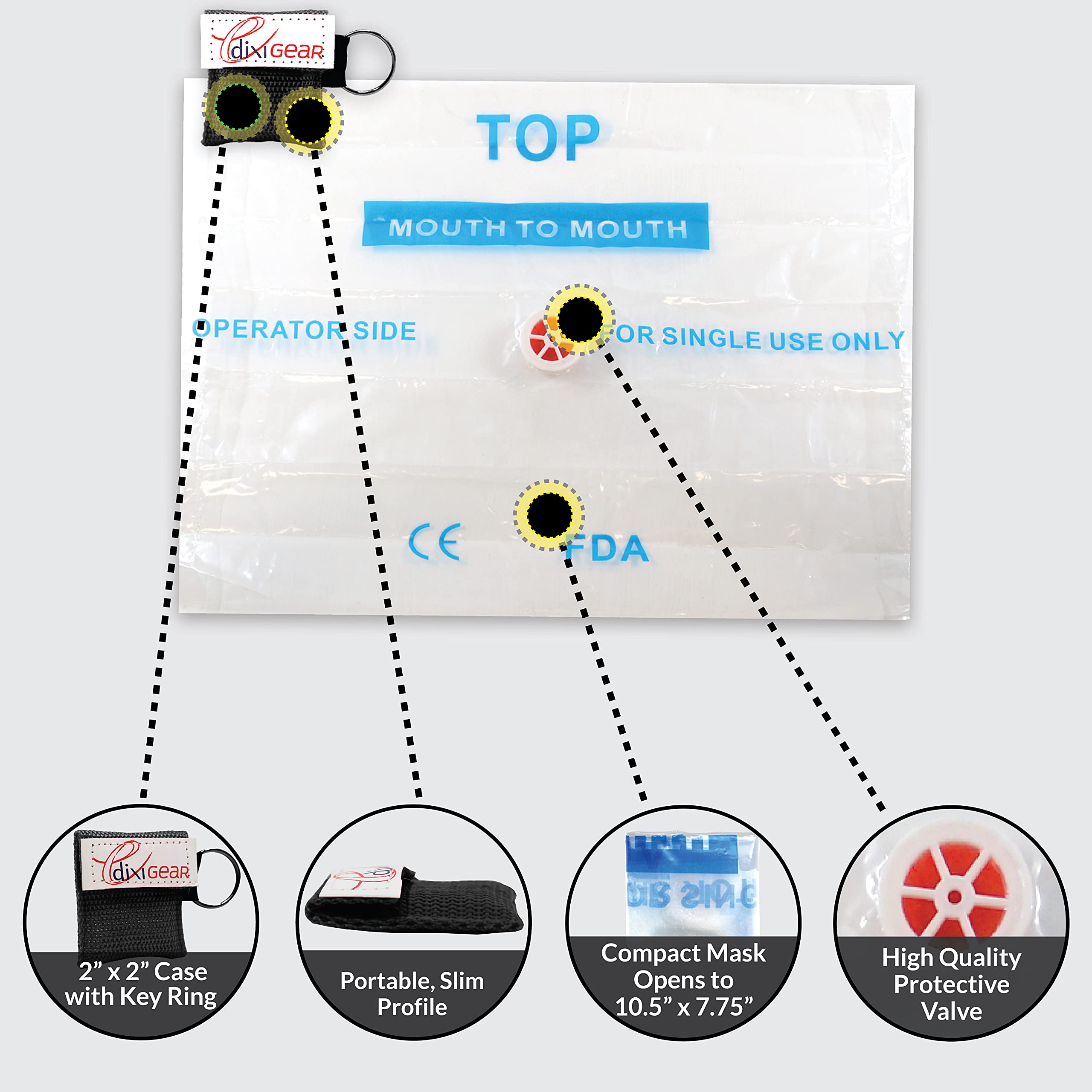 Dixie EMS CPR Mask for Pocket or Key Chain
