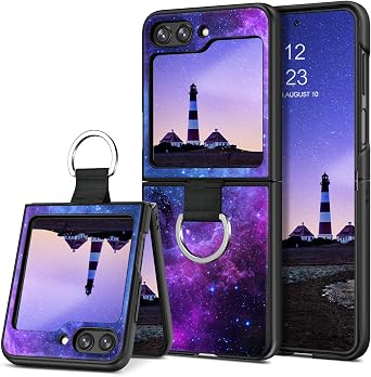 GUAGUA Compatible with Samsung Galaxy Z Flip 5 5G Case 6.7 Inch Glow in The Dark, Noctilucent Luminous Space Nebula Slim Fit Cover Protective Anti Scratch Phone Case for Galaxy Z Flip5, Blue Nebula