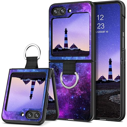 GUAGUA Compatible with Samsung Galaxy Z Flip 5 5G Case 6.7 Inch Glow in The Dark, Noctilucent Luminous Space Nebula Slim Fit Cover Protective Anti Scratch Phone Case for Galaxy Z Flip5, Blue Nebula