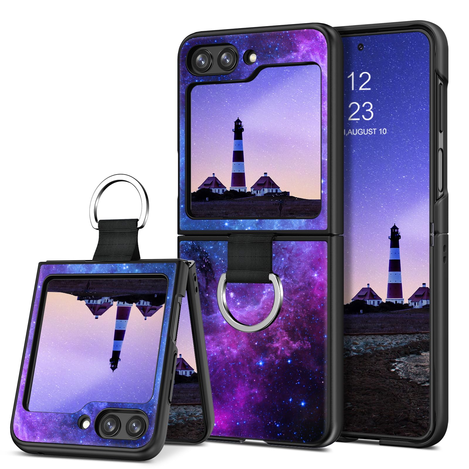 Coque de protection Galaxy Z Flip 5 fine motif nébuleuse spatiale phosphorescente - 8