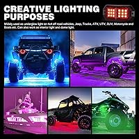 Vista 8 de Nilight - Kit de luces LED RGB de roca 4 piezas 18LED de ángulo amplio para rueda con control remoto y aplicación Bluetooth, modos múltiples, luz