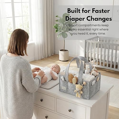 Miniatura 8 de Organizador de pañales PeraBella con asa, bolsa de regalo para baby shower, artículos imprescindibles para la búsqueda de registro, organizador