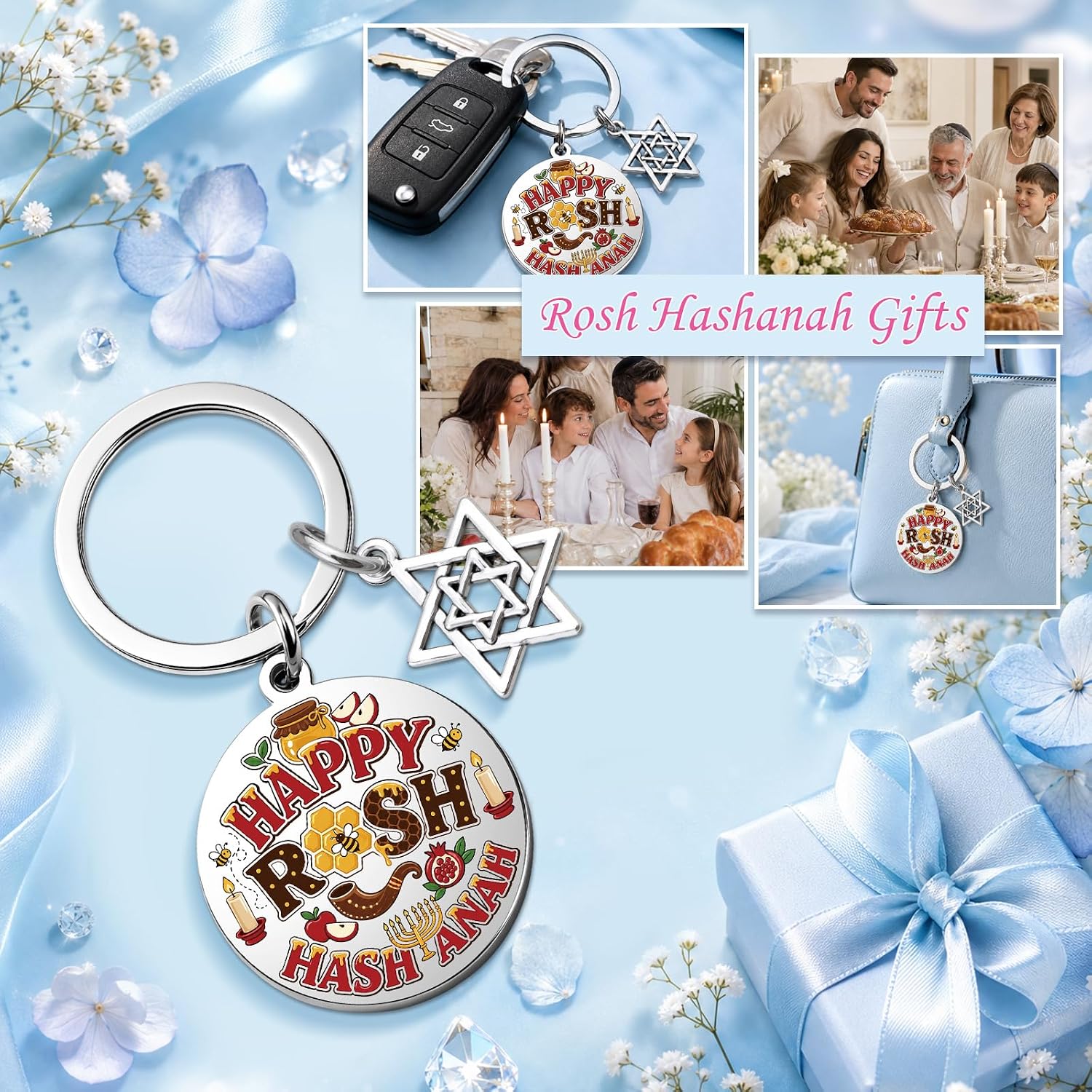 Rosh Hashanah Keychain Gifts For Women Men Happy Rosh Hashana Gifts Basket image 2