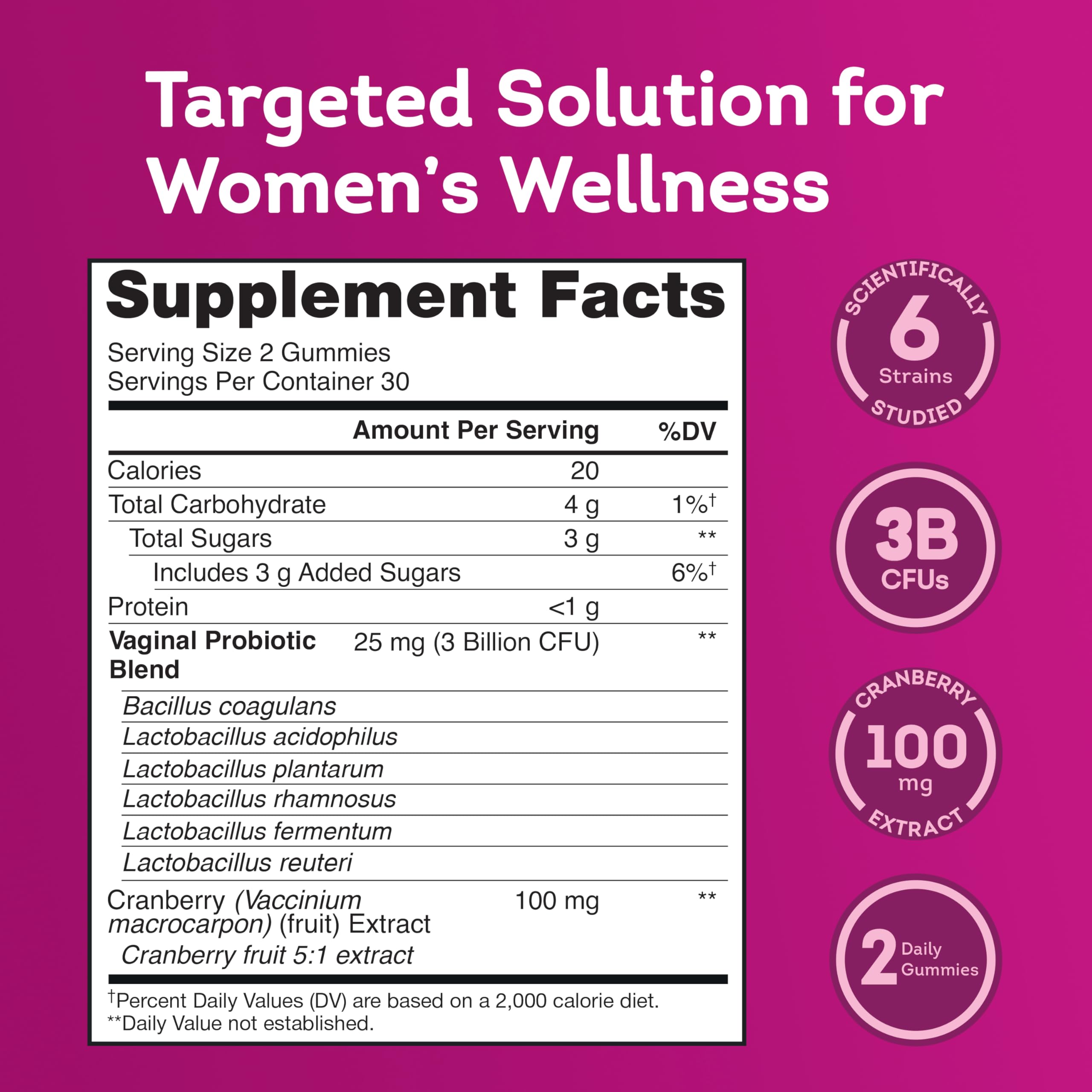 Florawell® Vaginal Probiotic Gummies for Women - pH Balance, Healthy Odor, Yeast Balance & Intimate Flora Support - with Cranberry Extract - Natural Berry Flavor - 60 Vegan Gummies — Amazon image 4