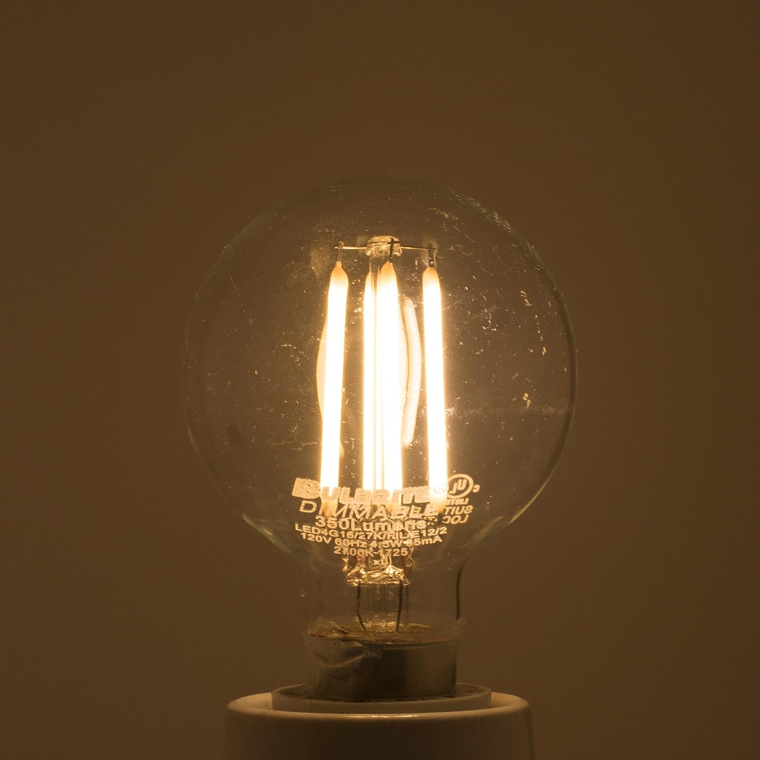 Bulbrite 4.5 Watt Dimmable Clear Filament G16 Candelabra (E12) LED Bulb - 350 Lumens, 2700K, and 80 CRI, 3/Pack (861428)