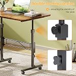 Bureau permanent, 32 Bureau de stand up de pouce mobile, Hauteur réglable, Bureaux roulants portables avec roues,Petite table debout pour la marche, Ordinateur portable, Rustique Brown