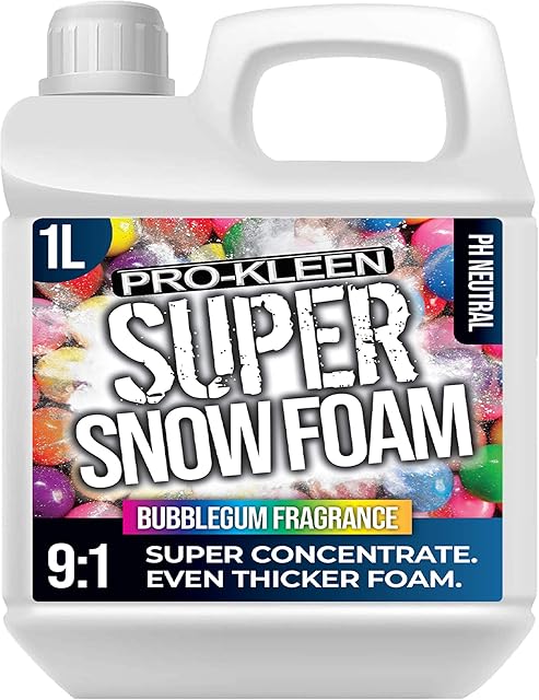 Pro-Kleen Super Snow Foam Car Shampoo - Produces Extra Thick Foam - pH Neutral & Super Concentrate Formula (Bubblegum, 1 Litre)