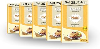 Everin Nutri High Protein and Healthy Gluten Free Soya Granules Combo Pack of 5 (200g Each)