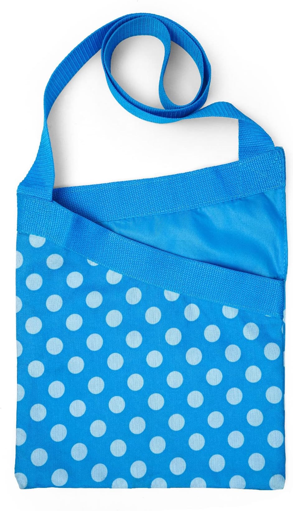 Flatro Clothes Peg Bag Waterproof Peg Bags for Washing Line with Shoulder Strap Strong Cloth Polka Dot Design | Holds 60 Pegs, Blue, Bag Organiser