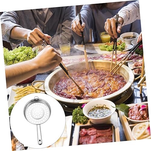 Miniatura 2 de Colador de fondo plano de acero inoxidable, cuchara de cocina de agujero grande para filtrar ollas calientes y camarones, colador de malla