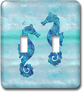 3dRose lsp_262994_2 Seahorses Couple Blue Ink Toggle Switch, Mixed