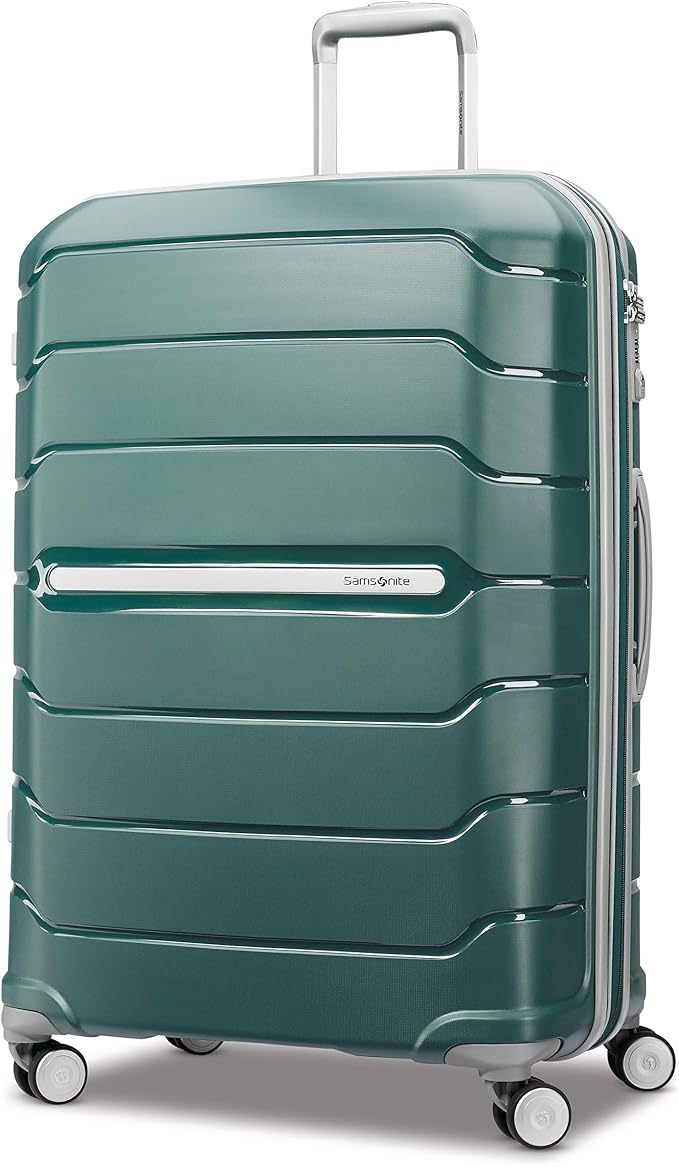 Samsonite Freeform Hardside Expandable with Double Spinner Wheels, Checked-Large 28-Inch, Sage Green