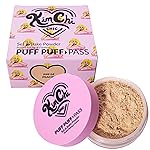Kimchi Chic Beauty Puff Puff Pass Set and Bake Setting Powder for Makeup, Extra Fluffy Loose Face Powder Poof, Soft Natural Face Makeup for Uneven Skin Tone, 04 Peachy