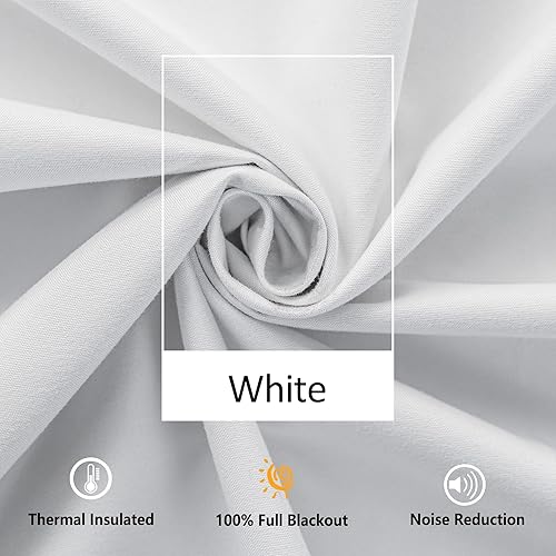 Miniatura 5 de Treatmentex Cortinas opacas blancas para sala de estar, cortinas de ahorro de energía de 95 pulgadas, cortinas térmicas con pompones, cortinas