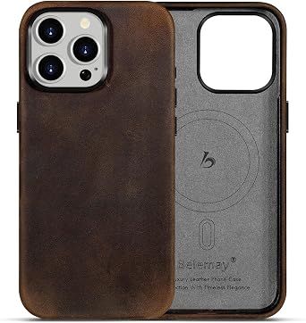 Belemay Crazy Horse Leather Case for iPhone 16 Pro, Compatible with MagSafe