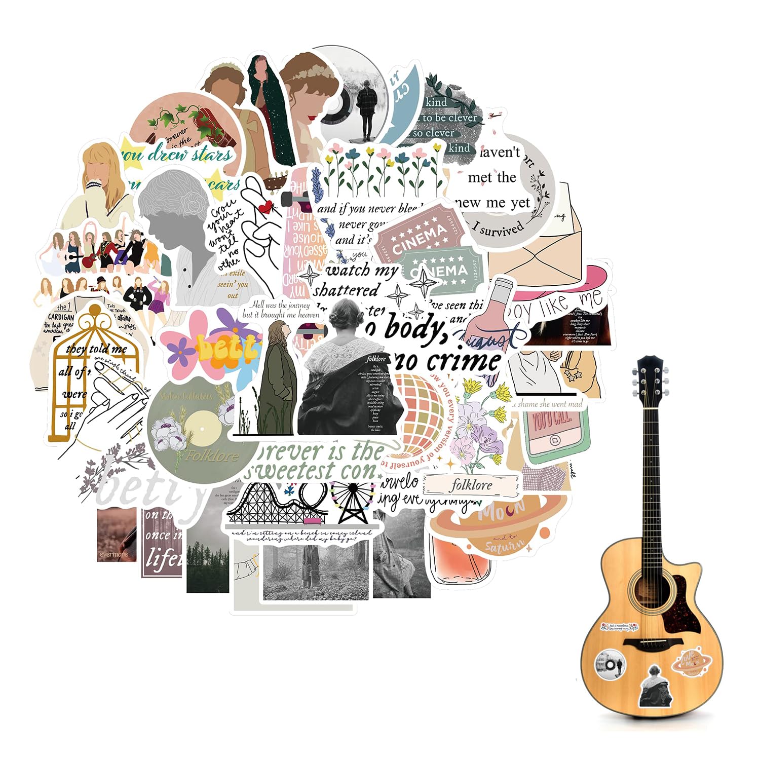 Taylor-Swift-Stickers and Harry Styles Stickers Set - 50Pcs Vinyl Decals for Fans. Perfect Gifts and Merchandise