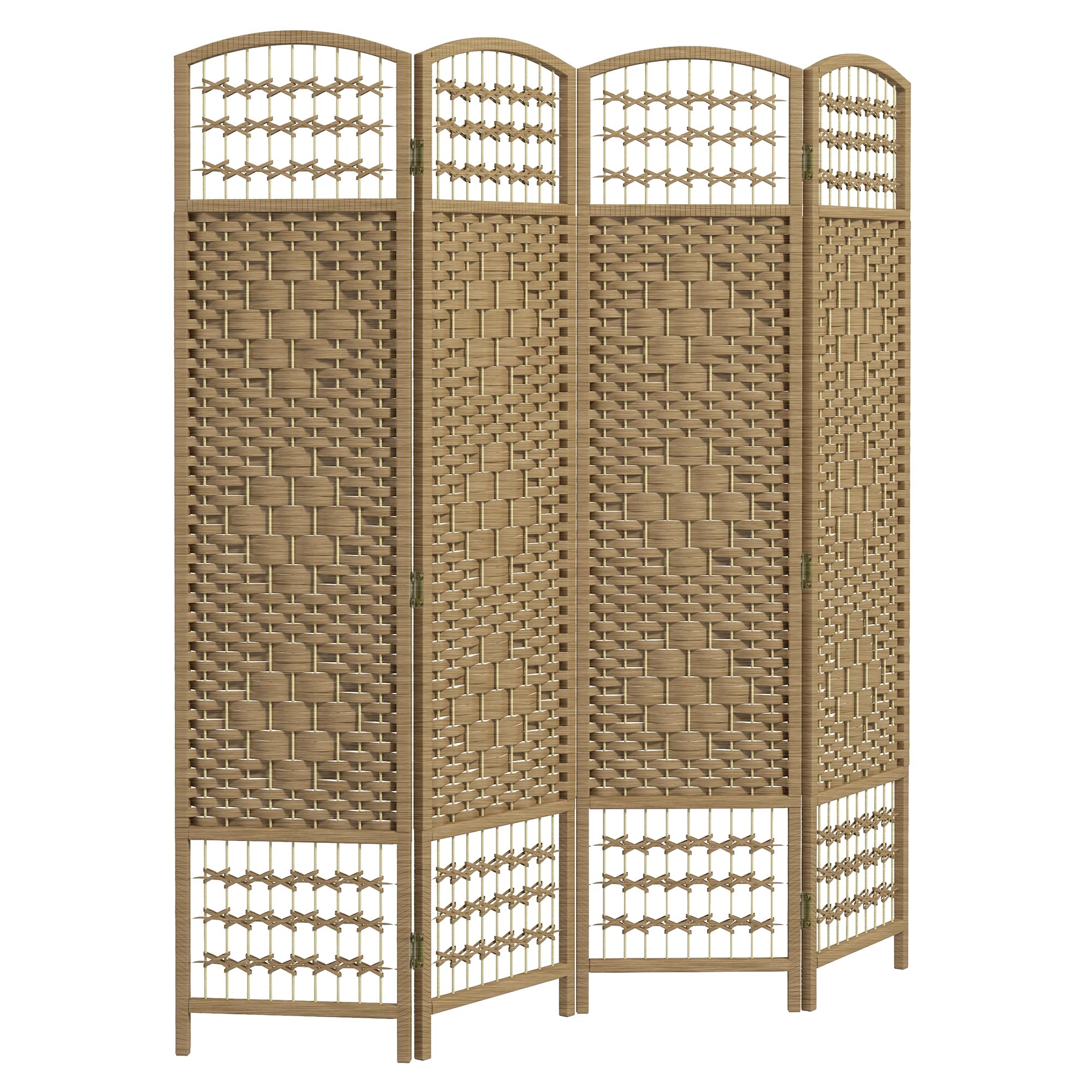 HOMCOM 4 Panel Folding Room Divider, Freestanding Privacy Screen, Natural