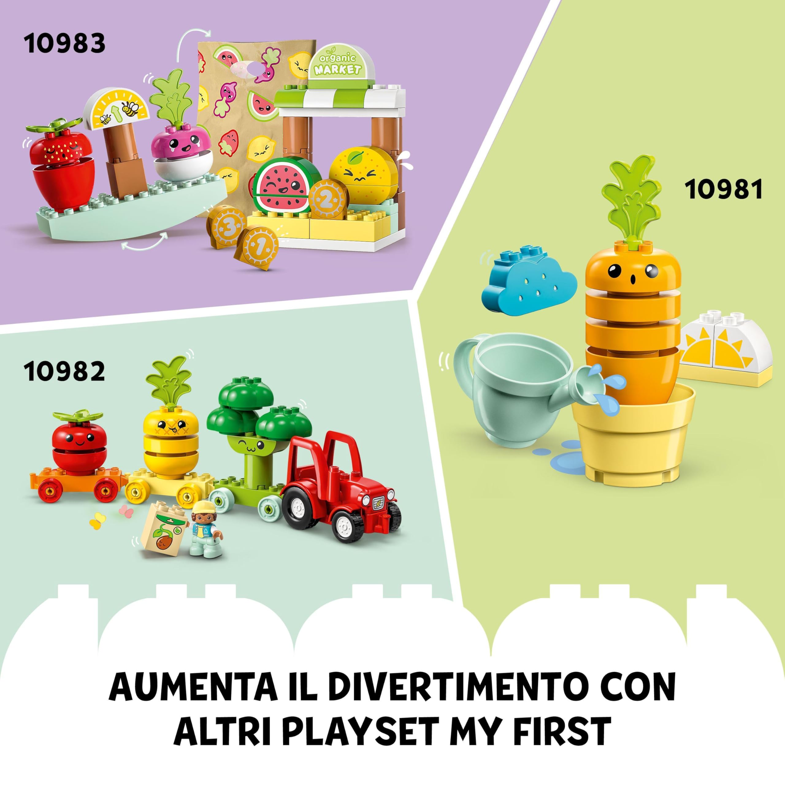 LEGO 10984 DUPLO My First Giardino Biologico, Giochi Educativi e Impilabili per Neonati e Bambini da 1,5 Anni in su, con Coccinella, Ape, Frutta e Verdura