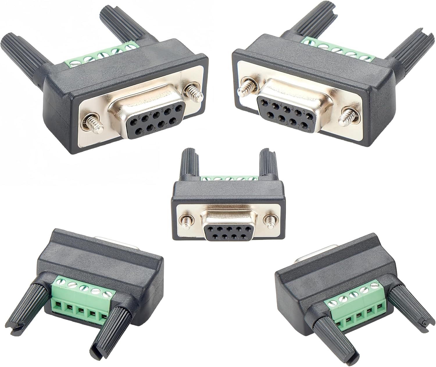Mini DB9F-to-TB Mini DB9 Female to Soldless Terminal Block Adapter D Sub 9Pin Serial Port to Easy-to-Wire Screw Terminal Block for RS422 RS485 (5PCS)