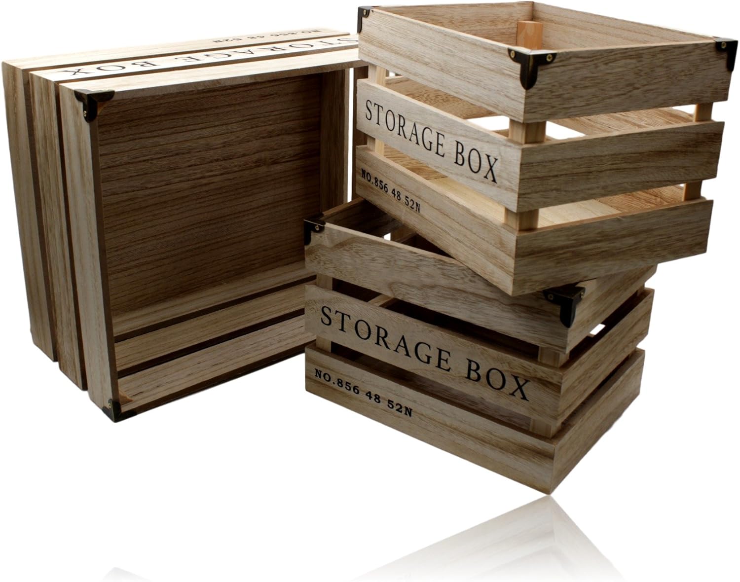 West5Products Set/ 3 Rustic Storage Box Design Vintage Wooden Crates