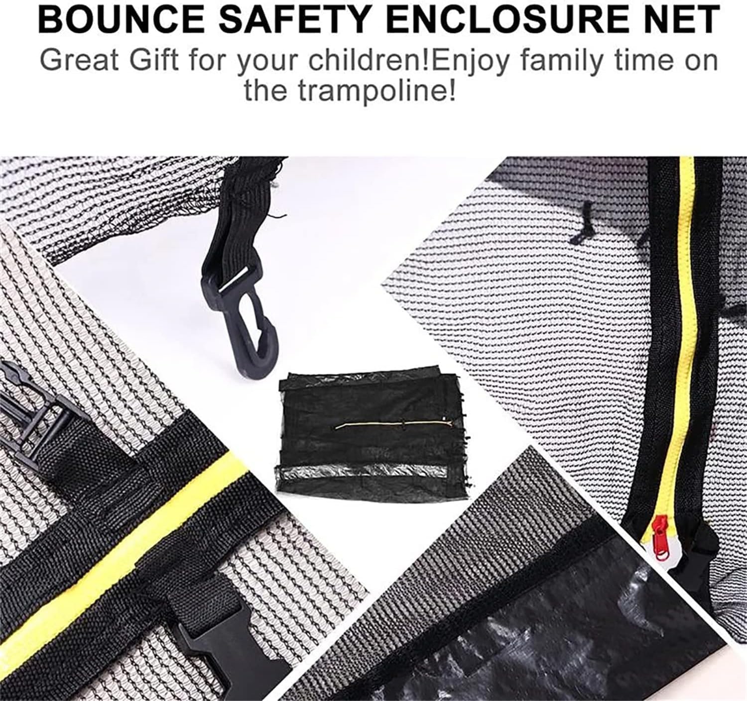 Trampoline Protection Net, UV Resistant Tear Resistant 6 Poles Safety Net for Round Trampoline Accessories