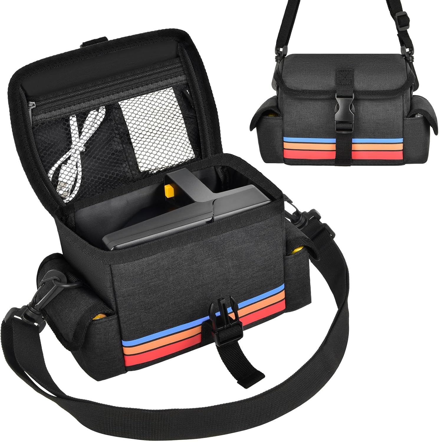 Portable Camera Carrying Case Compatible with Polaroid Now 2nd/3rd Gen I-Type/ Now/Now+/ Onestep 2 VF/ OneStep+, Instant Film Camera Crossbody Bag with Mesh Pockets for Accessories(Case Only) (Grey)