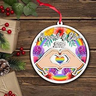Memorial Cardinal Ornament Personalized, Custom Gay Couple Christmas Ornament, Personalized Same-Sex Couple Gift, LGBTQ Pride Holiday Decoration