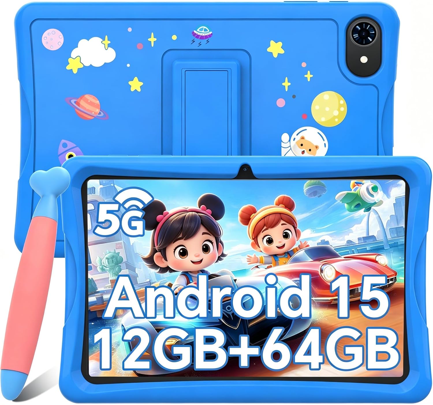 10 inch Android Tablet for Kids 6-12, 12GB RAM, 64GB ROM, 2TB Expand, 5000mAh Battery