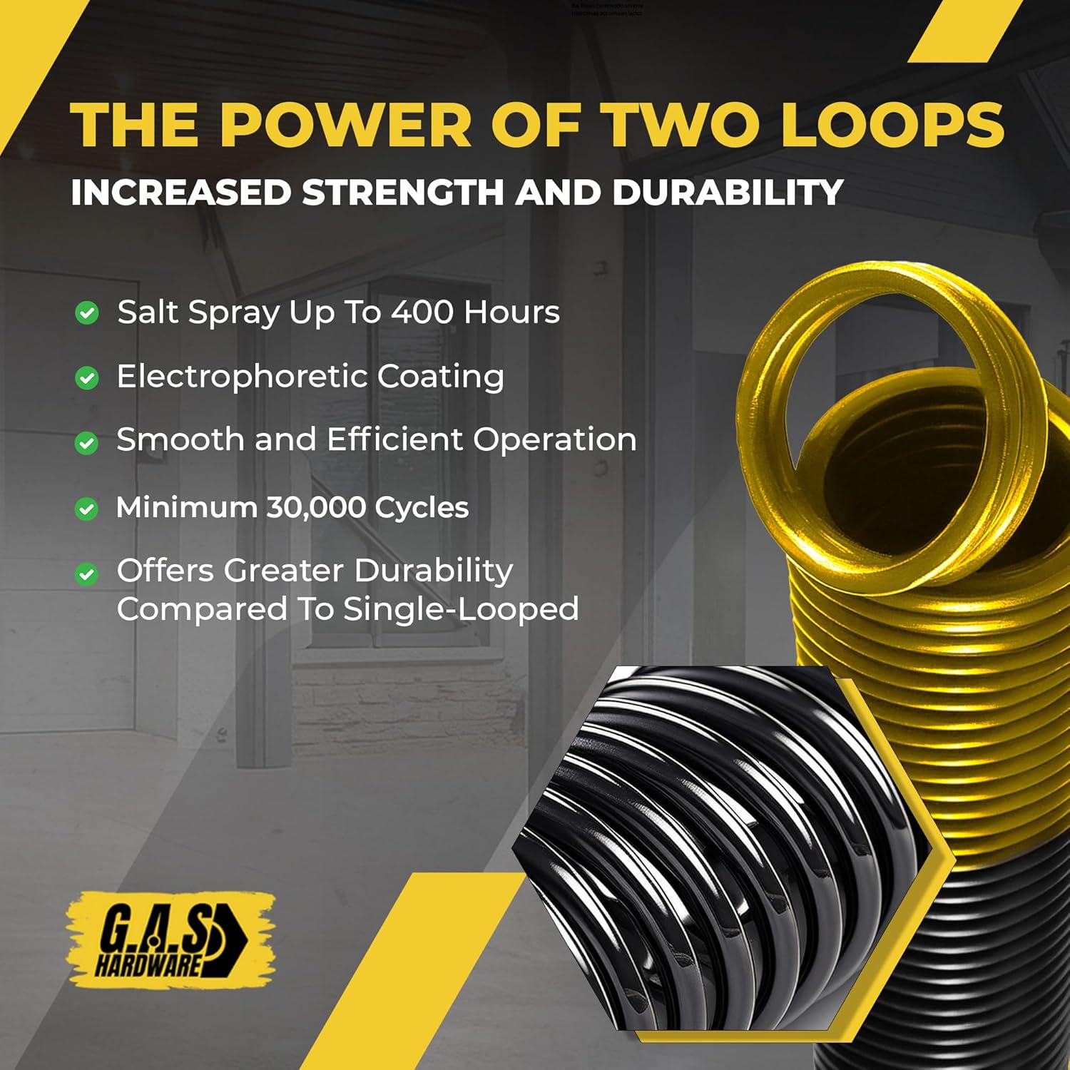 80 lb. Heavy-Duty Double-Looped Garage Door Extension Spring (2-Pack) - Gold | Springs for Garage Door Replacement Hardware Repair (80-Gold)