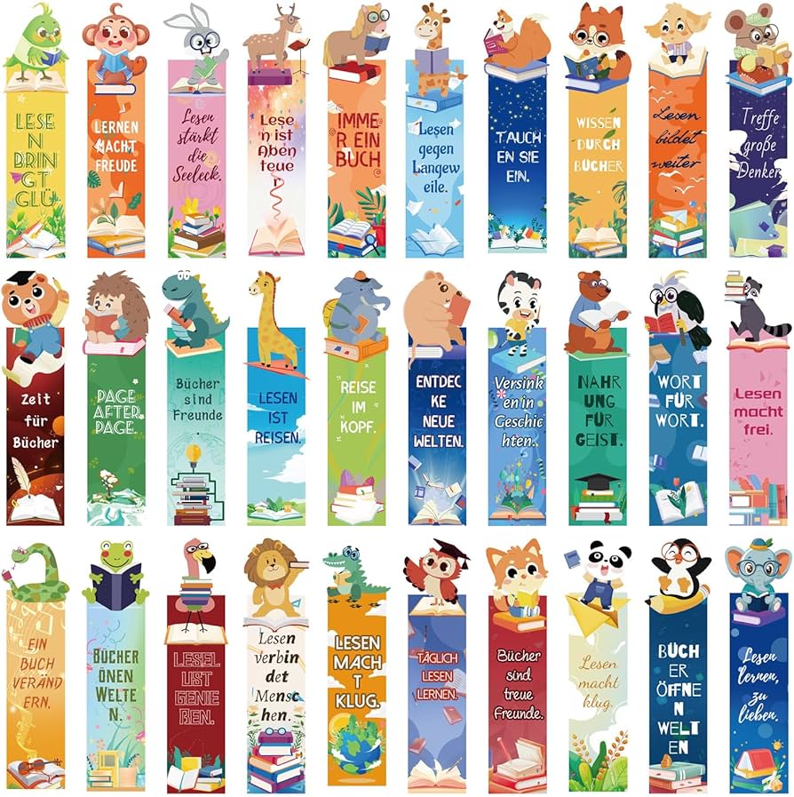 Pack Of 30 Animal Bookmarks Children, Funny Animal Motifs Bookmarks - View #3