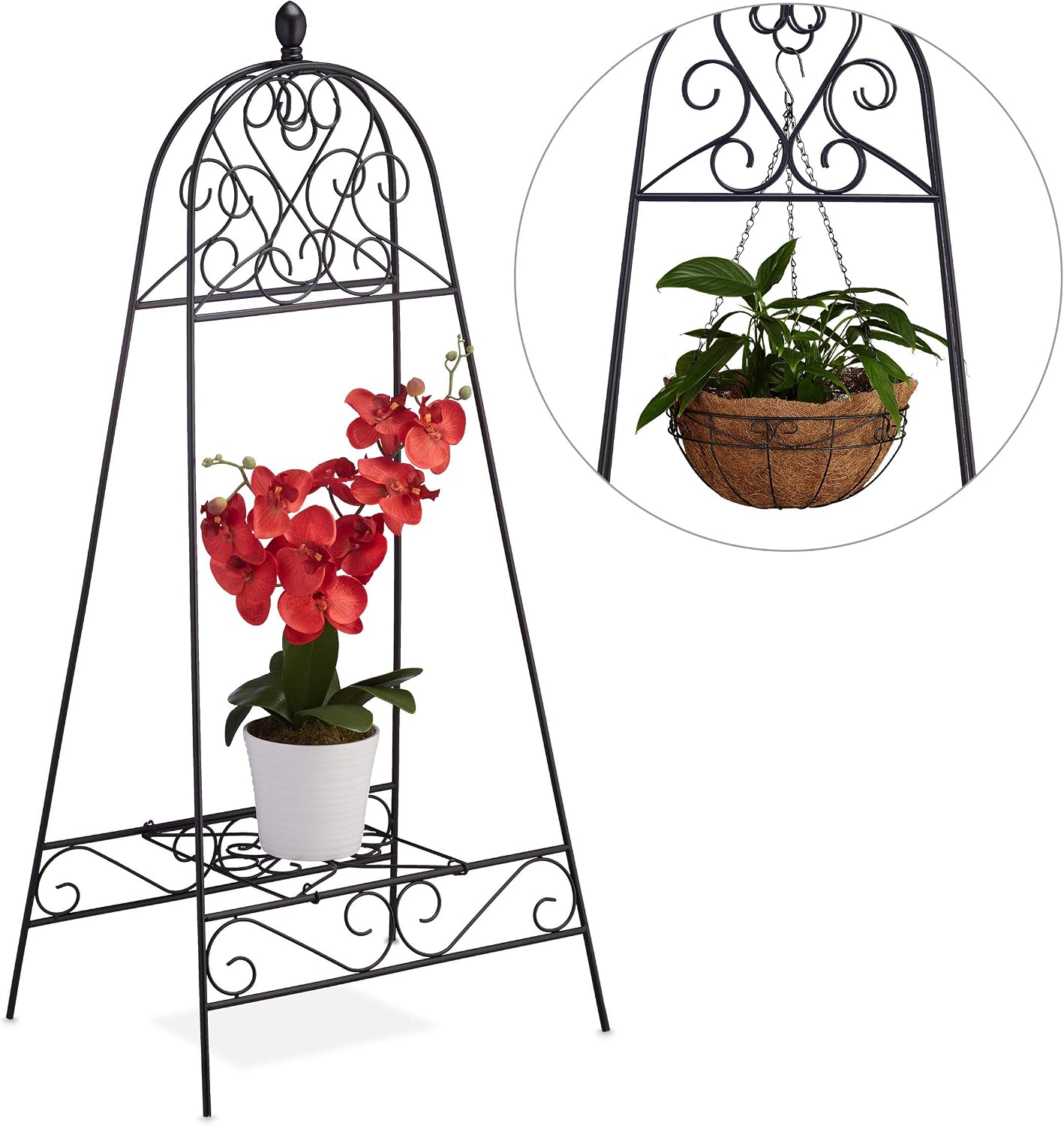 Relaxdays Scaffale Portapiante A 6 Ripiani In Acciaio Nero – Porta Fiori E Erbe, Montaggio Facile Per Interno E Serra