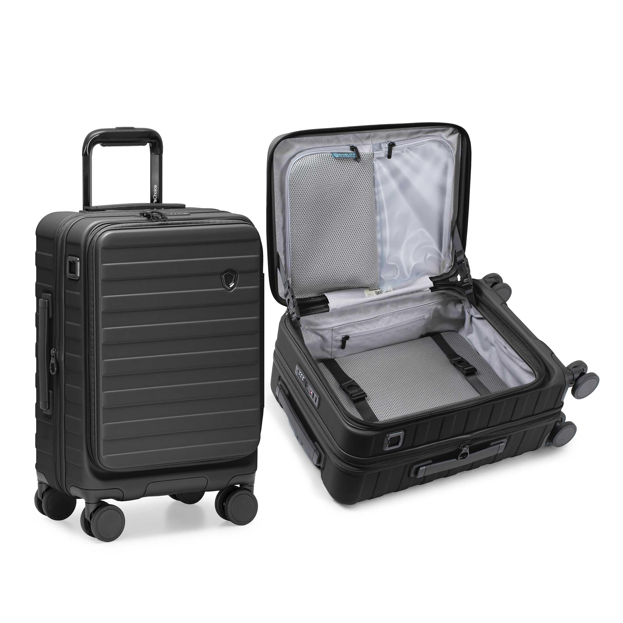 Photo 1 of Traveler's Choice Novia Top Opening Expandable Polycarbonate Luggage with Spinner Wheels, Black, 21-Inch Carry-on