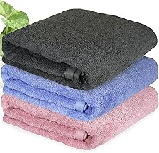 HEELIUM Bamboo Bath Towel | Lightweight & Quick Drying | Ultra Absorbent Towel | 140 x 70 cm - 400 GSM | Pack of 3 - Peach, Iris, Grey