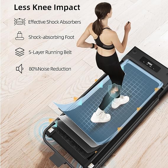 Under Desk Treadmill 2 in 1 Walking Pad for Home Office, 2.5HP Portable Walking Treadmill with Remote Control, Walking Jogging Running Machine in LED Display
