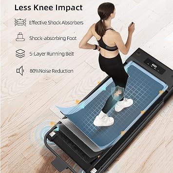 Under Desk Treadmill 2 in 1 Walking Pad for Home Office, 2.5HP Portable Walking Treadmill with Remote Control, Walking Jogging Running Machine in LED Display