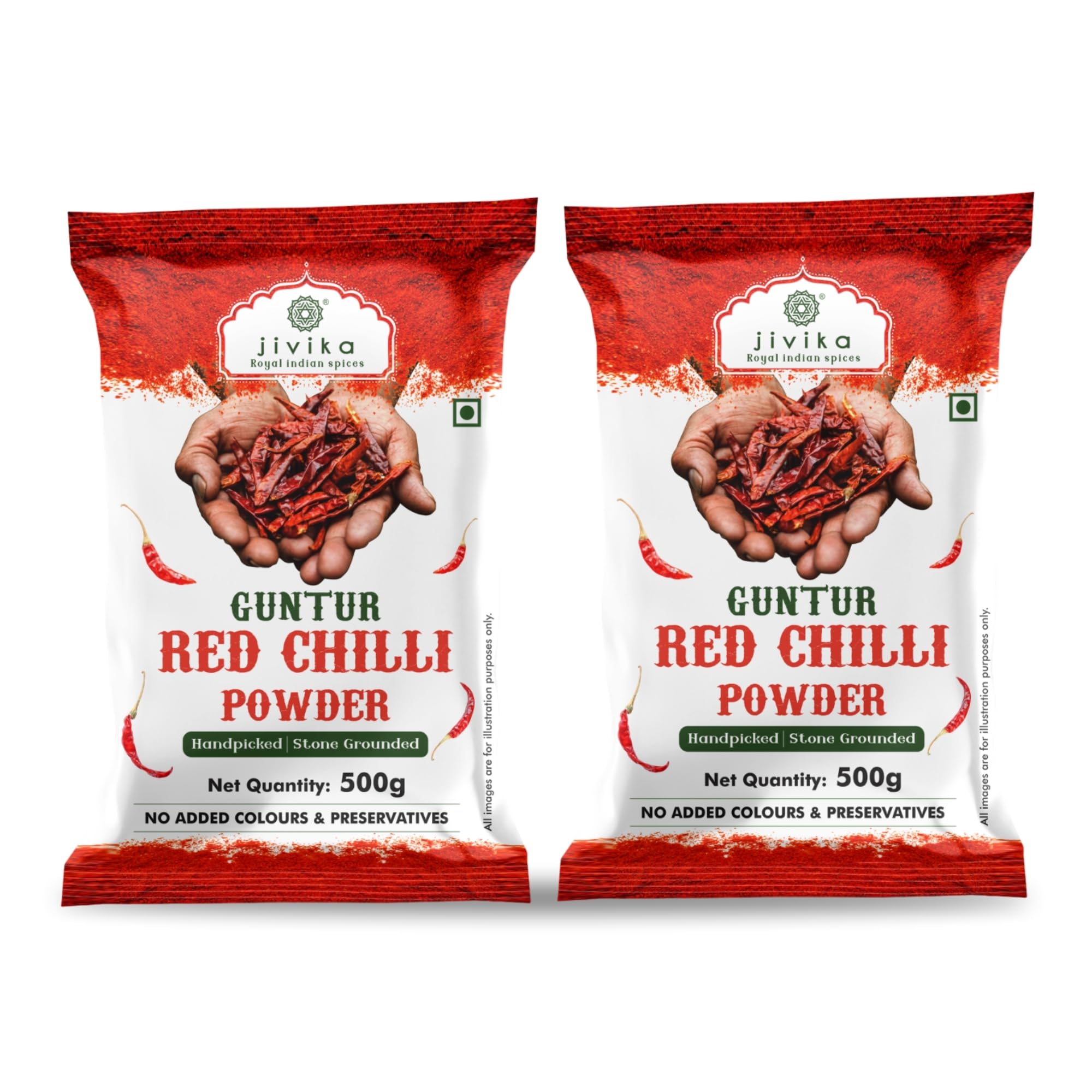 Jivika Guntur Red Chilli Powder | Lal Mirchi Powder | Red Hot Chilli | No added Flavours and Colours | 500g (Pack Of 2) (B0D317M4X1) Amazon Price History, Amazon Price Tracker