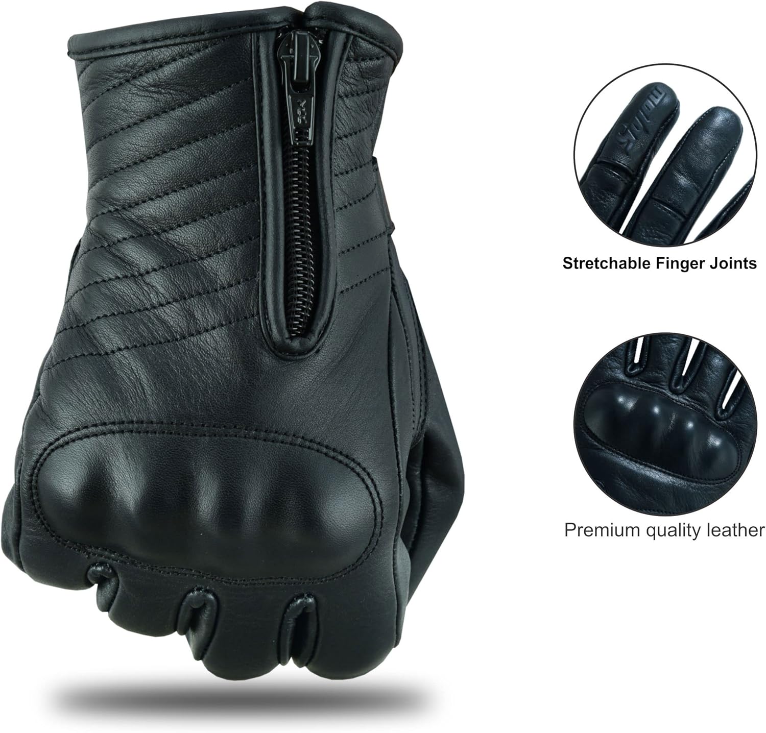 Moto5 Full Finger Motorcycle Gloves Touchscreen Premium Leather Street Motorcycle Durable Protective Cruiser Biker Gel Gloves : Automotive