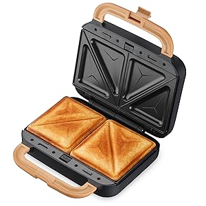 LEBENLANG Sandwichera 3 en 1 - 750 W con temporizador e incluye insertos para sándwich y gofres