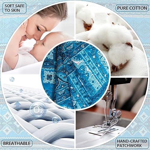 Vista 186 de BEDIFANY - Juego de colcha de algodón, tamaño queen, ligera, de estilo bohemio, suave, para decoración de la cama en todas las estaciones